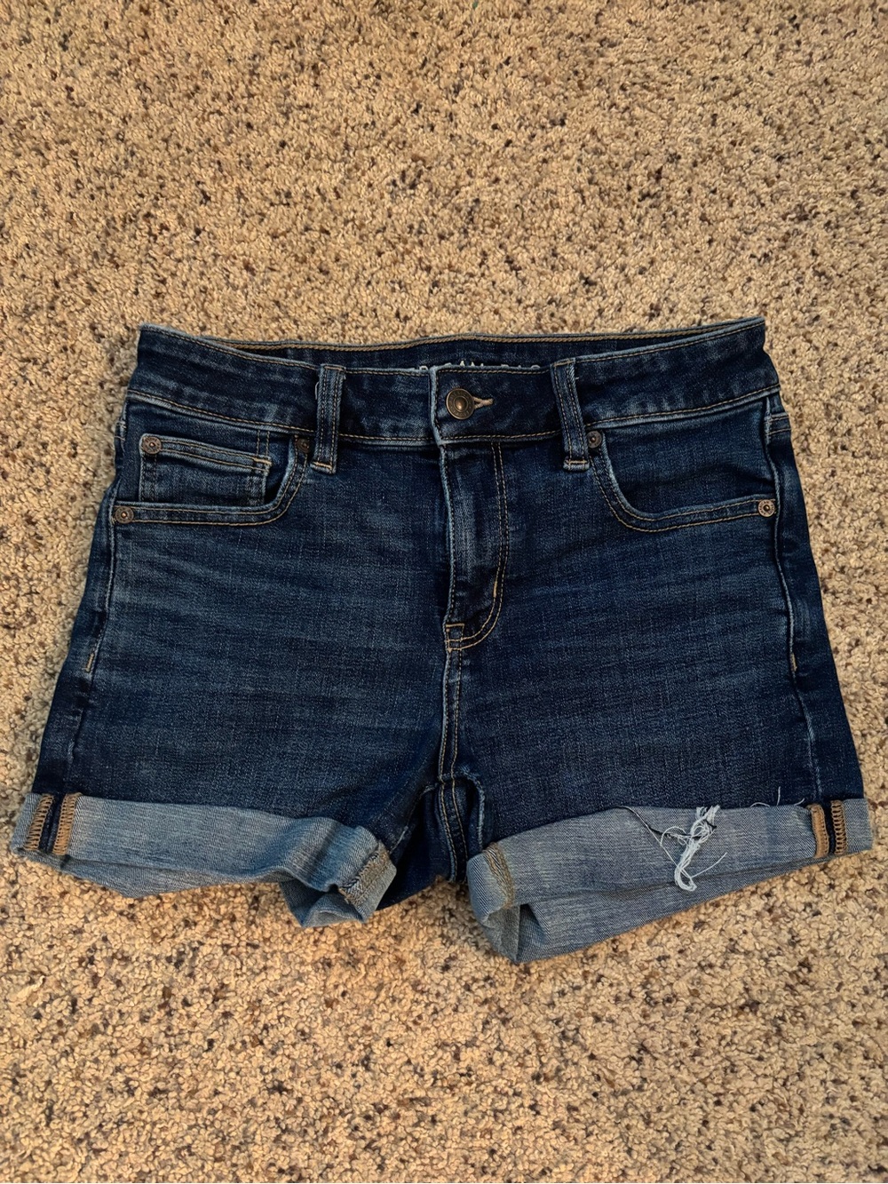 American Eagle Dark Blue Denim Roll-Cuff Women's Shorts